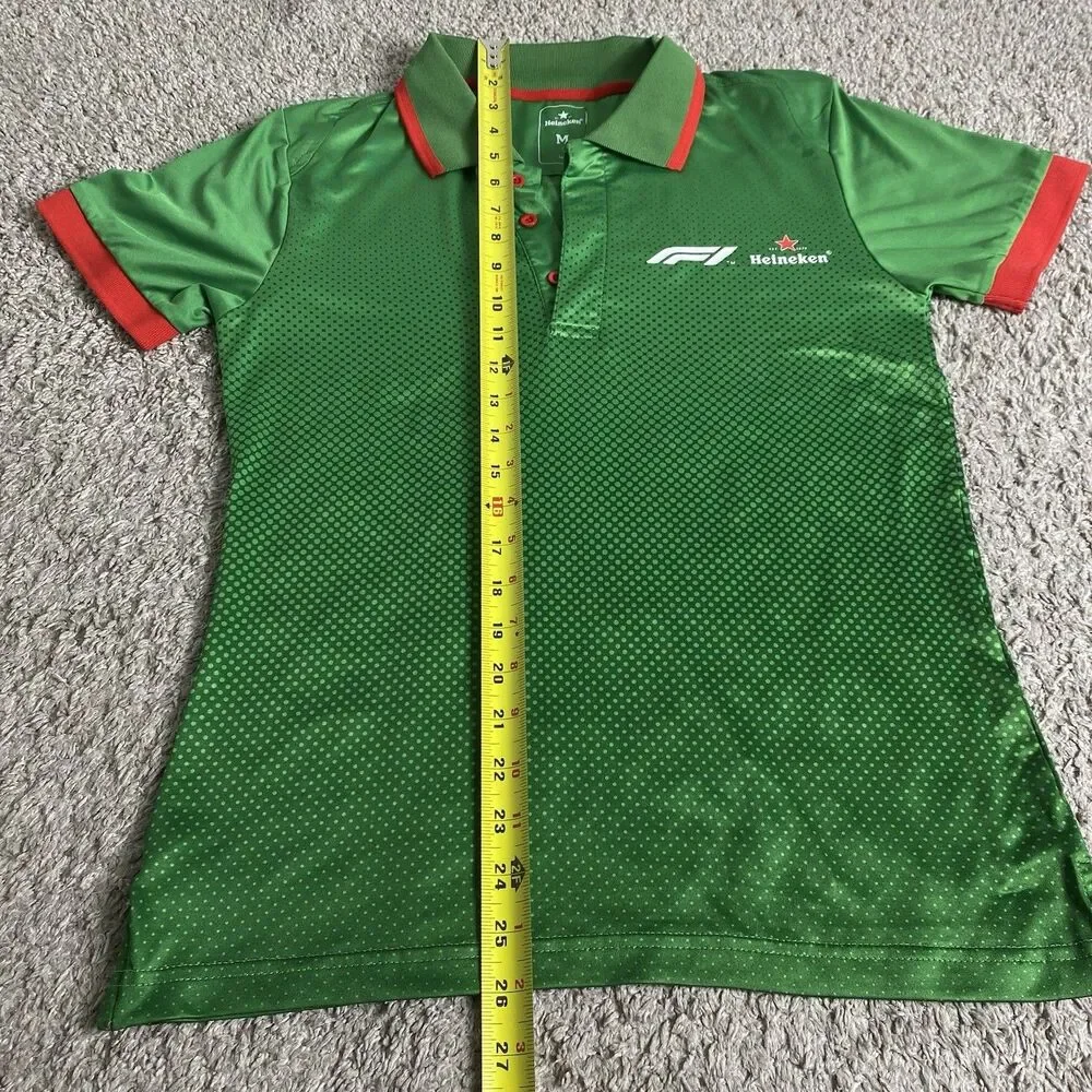 Heineken Formula 1 Green Short Sleeve Collared Polo Shirt Men's Medium